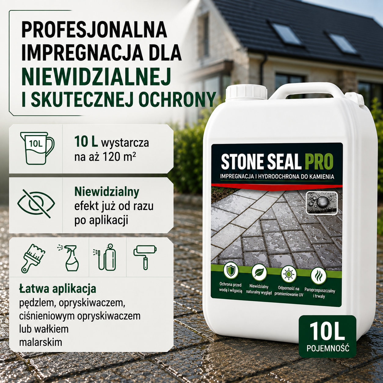 Impregnacja i ochrona przed wodą 2 w 1 | Skuteczna bariera przeciw algom, mchom, porostom i grzybom